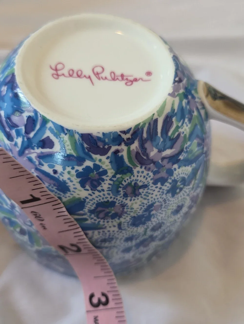 Lilly Pulitzer Floral Blue Ceramic Tea Coffee Mugs Set of 2